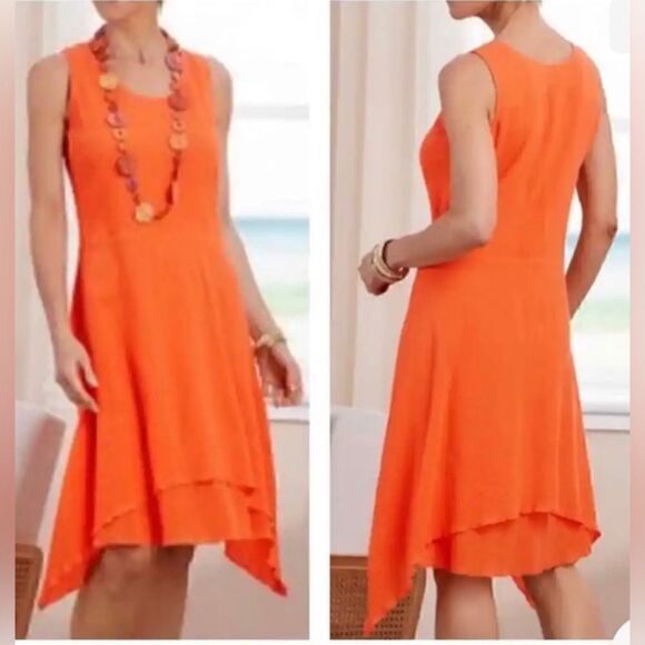 Soft surroundings Dress Womens Plus Sz 2X Beach gauze asymmetric celosia orange - Picture 1 of 14